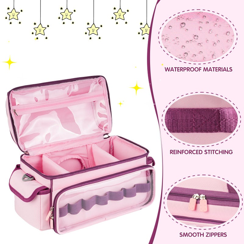 Jaffzora Carrying Case Compatible with Toniebox Starter Set,Cute Storage Bag Fits for Tonies Figures Characters,Tonies Headphones & Accessories, Pink&Purple(Bag Only) - Image 4